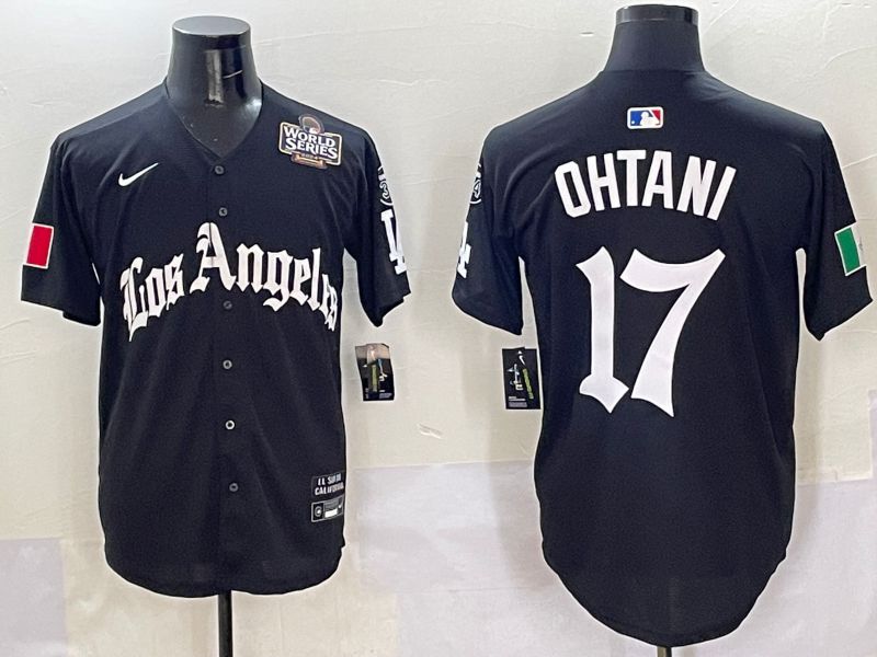 Men Los Angeles Dodgers #17 Ohtani Black Five generations Joint Name 2025 Nike MLB Jersey style 7->los angeles dodgers->MLB Jersey